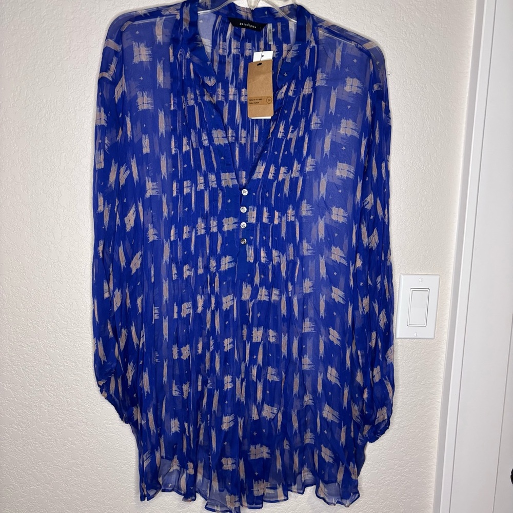 Paradigma Colbalt Blue  Patterned‎ Women's Top